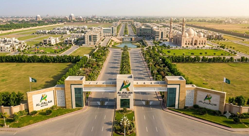 Al-Falah Modern City Multan entrance gate
